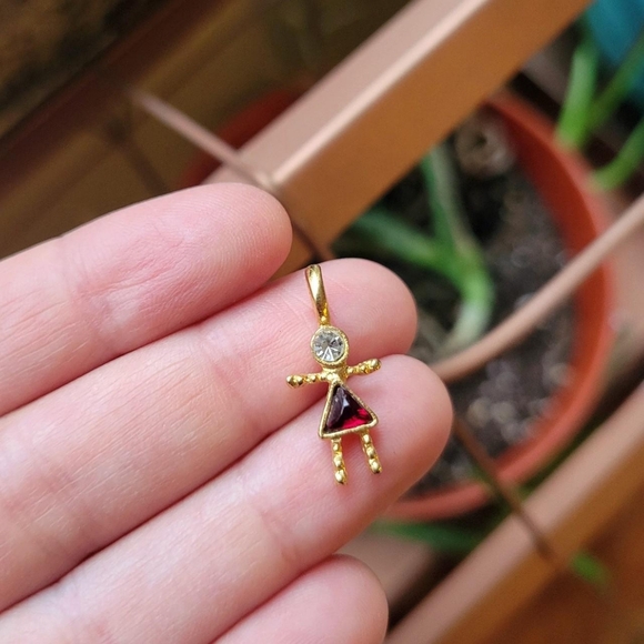 Vintage Red Stone Girl Crystal Charm Pendant - Picture 4 of 5